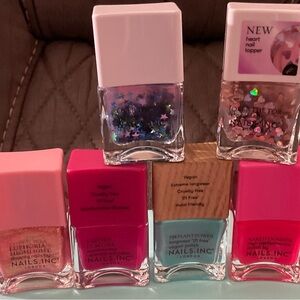 Nails Inc HEART STARS hot pink mint green aqua BRAND NEW NEVER USED 6bottles